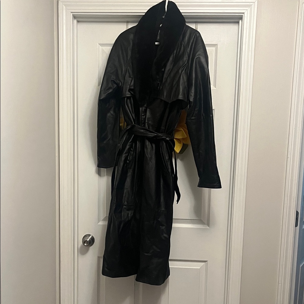 American Leather Black Trench Coat
